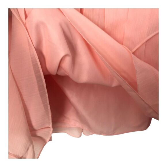 Davids Bridal Dress Sz 12 Peach Ruched Organza Strapless Formal Prom Bridesmaid - Picture 5 of 13